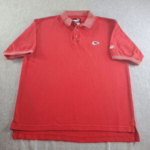 Vtg Kansas City Chiefs Polo Men Large Red Puma NFL Logo Football Shirt